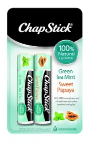 Chapstick Natural Lip Butter Green Tea Mint and Sweet Papaya Lip Balm 2Pack X102