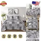 Luxurious Soft Microfiber King Quilt Set - All-Season Patchwork Boho Design