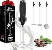 Milk Frother Handheld Foam Maker with Stainless Whisk, Battery Operated Milk Foamer Electric Mini Drink Mixer for Cappuccino, Latte, Bulletproof Coffee, Keto Diet, Protein Powder, Matcha