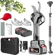 Electric Pruning Shears with Pole, 50mm Cordless Pole Pruning Shears with 2 X 4.5Ah Battery, 4.3-6.9 Ft Adjusted Retractable Pole, Digital Display, Long Reach Pruner Branch Scissors for Hedge, Bush