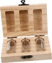 FRCOLOR Keepsake Preserving Box for Fetal Hair Umbilical Cord Adorable Wooden Storage Box with Bottle for First Tooth Hair for Newborn Memories