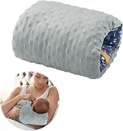 MABOZOO Arm Pillow for Feeding Baby,Flower Print Cozy Cradle Arm Pillow Soft Cotton Bottle Feeding Pillows for Newborn,Double-Sided Available (Dark Blue)