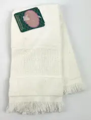 VTG NWT Charles Craft White Velour 100% Cotton Fingertip Towel for Cross Stitch