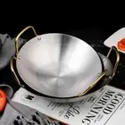 Stainless Steel Dry Pots with Two Golden Handles Wok Cookware Soup Pan Furnace