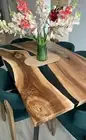 Epoxy table, wood walnut coffee table, resin coffee table modern black epoxy top