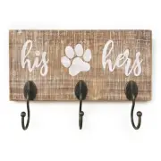 Key Holder Wall Hanger His Her Dog Unique And Leash With 3 Hooks For Rustic