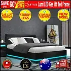 Artiss Bed Frame DOUBLE Size RGB LED Gas Lift Bed Base Storage Leather LUMI New