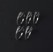 Wholesale 925 5PC Solid Sterling Silver Snake Style Ring Lot Y942