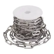 1 Roll 304 Stainless Steel Paperclip Chains Unwelded Drawn Cable Chains 16~18mm