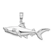Sterling Silver De-Ani Rhodium-Plated Polished 3D Hammer Head Shark Pendant