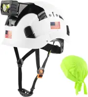 Safety Hard Hat with Rechargeable Headlamp Light and Helmet Liner Chin Strap Men