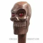 Carved Wooden Walking Stick Skull Cane Fantasy Skull Handle