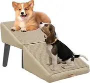 Foldable Dog Steps, Dog Stairs & Steps for Bed Sofa, 2-Step Pet Ramp, Non-Slip Pet Stairs for Small Dogs and Cats, Portable Foot Stool for Dogs to Get on The Bed, Sofa or Car
