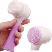 Double-Sided Facial Cleansing Brush, Silicone Manual Massage Brush, Deep Pore Cleanser, Purple