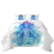 Purplish Blue Oriental Buddha Coverlet