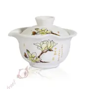 120ml Porcelain Ceramic White Magnolia Hand Grabbed GongFu Gaiwan teacup teapot