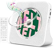 Kogoda Desktop CD Player Portable with Bluetooth,Dual Stereo Speakers, CD Music Player for Home with Remote Control,Dust Cover,FM Radio,LED Screen,3.5mm Jack AUX Input Output,White,Gift