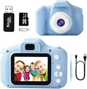 Kids Digital Camera for Boy Girls Age 3-10, Toddler Cameras Mini Cartoon Rechargeable Video Camera with 2 Inch IPS Screen and 32GB SD Card Child Camcorder Toy Kid’s Birthday (Blue)