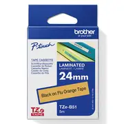 Brother TZE-B51 Laminated Labelling Tape 24mm (Black On Fluoro Orange)