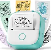 Mini Printer - Phomemo T02 Portable Sticker Printer - Thermal Print Pod, Sticker Maker Machine, Pocket Bluetooth Sticky Note Printer for Anatomy Flashcards, Journal, Photos, Notes, Kids Gift, Green