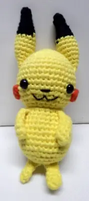 Pikachu Pokemon Crochet Doll Yellow 7" Plush Toy Homemade