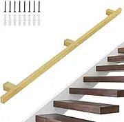 1ft/3ft/5ft/9ft/12ft/15ft/20ft Industrial Metal Stair Handrail Wrought Iron Banister Railing for Indoor/Outdoor Steps, Wall Mount Grab Bar with Installation Kit(7ft/210cm)