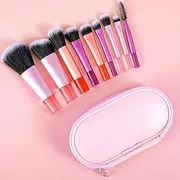 10 Pcs Travel Makeup Brushes,Mini Makeup Brushes with Makeup Brush Pouch,PortableTravel Size Makeup Brushes Professional,Makeup Brush Sets for Foundation Blush Powder Eye,Multicolor