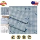Breathable Cotton Percale Sheet Set with 2 Pillowcases, Full, Plaid Design