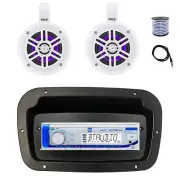 Dual Marine Radio,Spa Bezel,Adapter,Antenna, Wire, 2x 4" 300W LED White Speakers