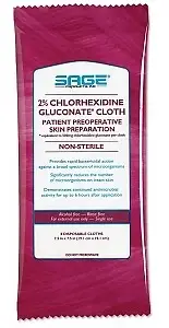 Chlorhexidine Gluconate Cloth, Pack of 2, 7-1/2'' x 7-1/2'',