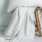 M Home French Linen Fitted Sheet Ivory