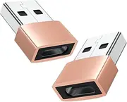 2 Pack USB to USB C Adapters for Mobile Phones, Personal Computers, Apple Watch Ultra iWatch 7,8,SE, iPhone 12 to 15 Plus,Pro,Max,Mini, AirPods, iPad Air, Samsung Galaxy S23,S22. (Rose Gold)