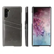 For Samsung Galaxy Note 10 Case Grey Deluxe PU Leather Back Shell Wallet Cover