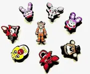 [Chilful] Five Nights at Freddy's Freddy Fazbear Charms for Shoes, Keychains, Backpacks - Set of 8, Plastic, No Gemstone