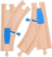 2pcs Wooden Train Track Expansion Pack for Boys and Girls Train Set Toy Tracks Curved Switches Safe Wooden Toys for Toddlers