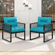 ALFORDSON Outdoor Furniture 2x Patio Chairs Garden Wicker Armchair Blue