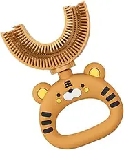 Silicone U Shaped Toothbrush U-Shaped Cartoon Tiger Design Toothbrush Soft Silicone Brush Head, Manual Toothbrush for Whole Mouth Cleaning, Extra Soft 360-degree for Kids Age 2-12 Oral Care