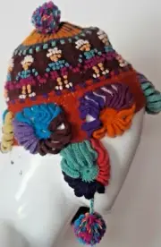 Peruvian Andean Mountain Ollantaytambo chullo hat