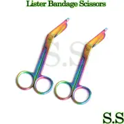 2 LISTER BANDAGE SCISSORS 5.5" MULTI RAINBOW COLOR NURSE INSTRUMENTS