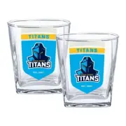 126748 GOLD COAST TITANS NRL TEAM LOGO SET OF 2 250ML SPIRIT SCOTCH GLASSES
