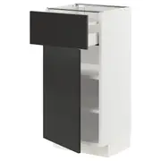 METOD / MAXIMERA base cabinet with drawer/door, white/Nickebo matt anthracite, 40x37x80 cm