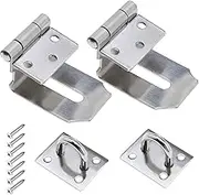SING F LTD 2pcs Door Clasp Hasps 3 Inches 201 Stainless Steel 90 Degree Right Angle Door Lock Gate Latch for Door Window Cabinet Drawer Cupboard