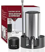 JOQINEER Electric Wine Aerator Pourer Decanter Type C Rechargeable Automatic Wine Dispenser with Retractable Tube Stand Base for One-Touch Instant Oxidation Wine Lovers