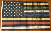 All First Responders Law Enforcement Police Thin Blue Line Flag DEFECT SEE DESC.