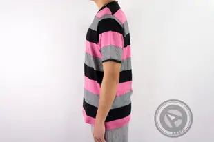 【A-KAY0】STUSSY SIDNEY STRIPE CREW 短T 玫瑰粉黑灰【114919ROSE】