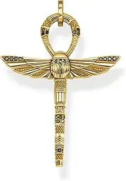 [Thomas Sabo] Unisex Ankh Pendant with Scarab Gold-Plated 925 Sterling Silver 750 Yellow Gold Plating PE778-414-39, One Size, Sterling Silver, Cubic Zirconia