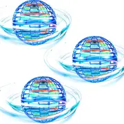 Catzon 3 Packs Magic Flying Toy Ball Dynamic RGB Light Drop Resistant-Blue