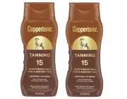 Coppertone Tanning Sunscreen Lotion SPF 15, 8 Fl. Oz. - Pack of 2