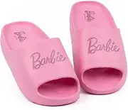 [Barbie] Girls Sliders | Kids Teens Pink Iconic Doll Logo Sandals | Beachwear Swimwear Summer Footwear Shoes