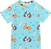 [ODAWA] Kids Swim Shirts Cute Dogs Bones Light Blue Quick Dry Sun Shirts Swim Wear Kids Youth Rashguard Size 3T-12T